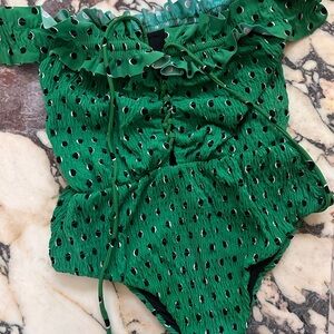 Devon Windsor Green Ruffled One-Piece Swimsuit